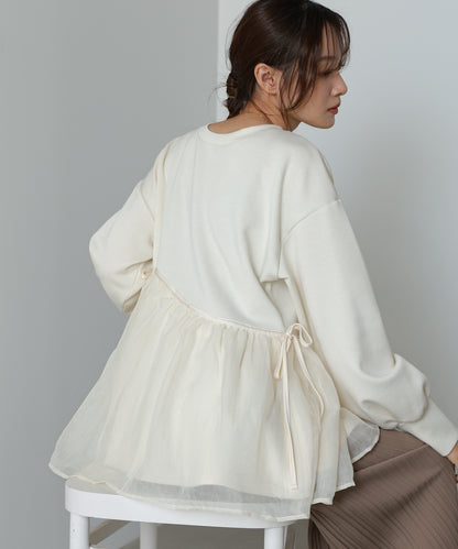 前後2WAYペプラムオーガンジーポンチトップス