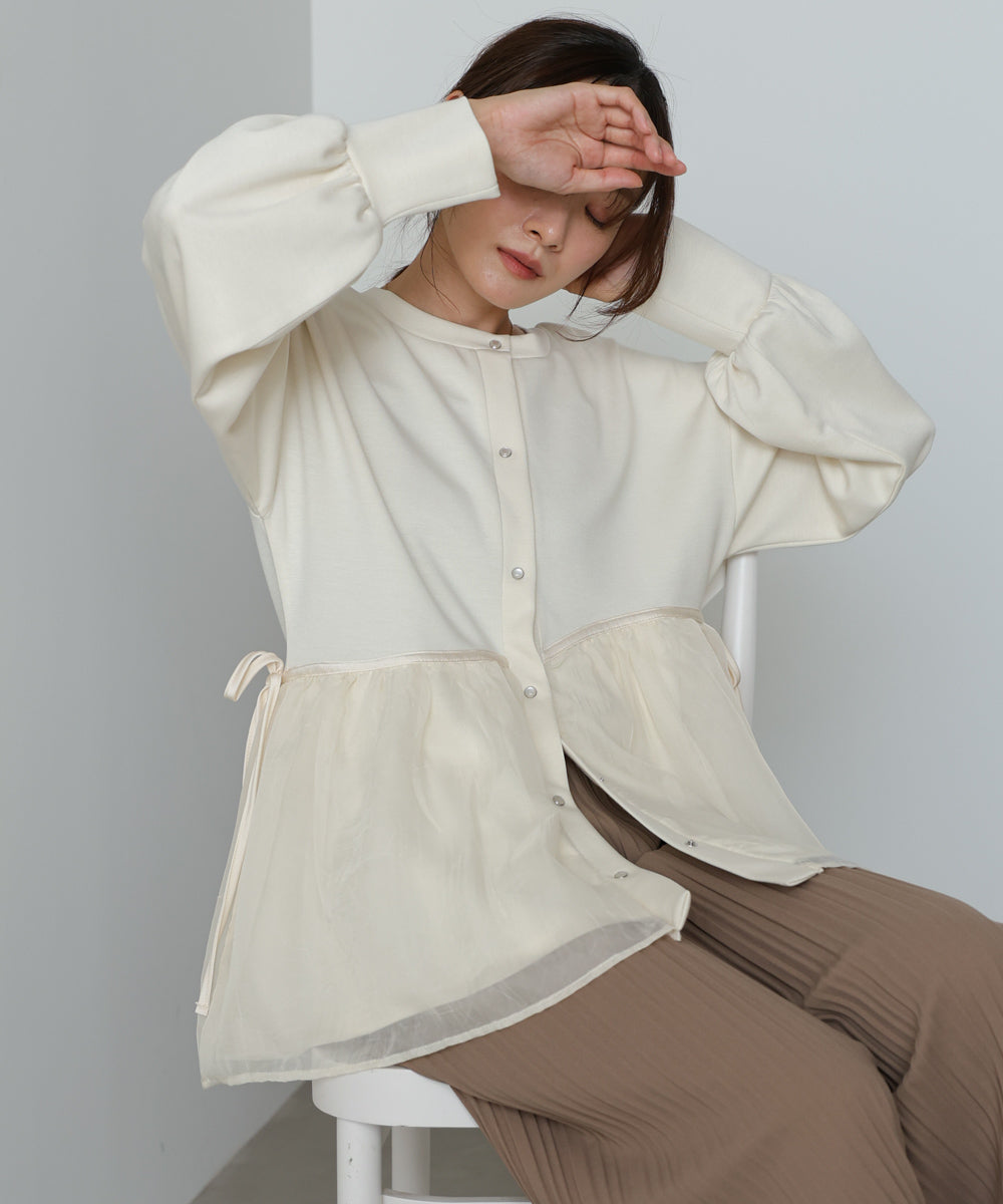 前後2WAYペプラムオーガンジーポンチトップス