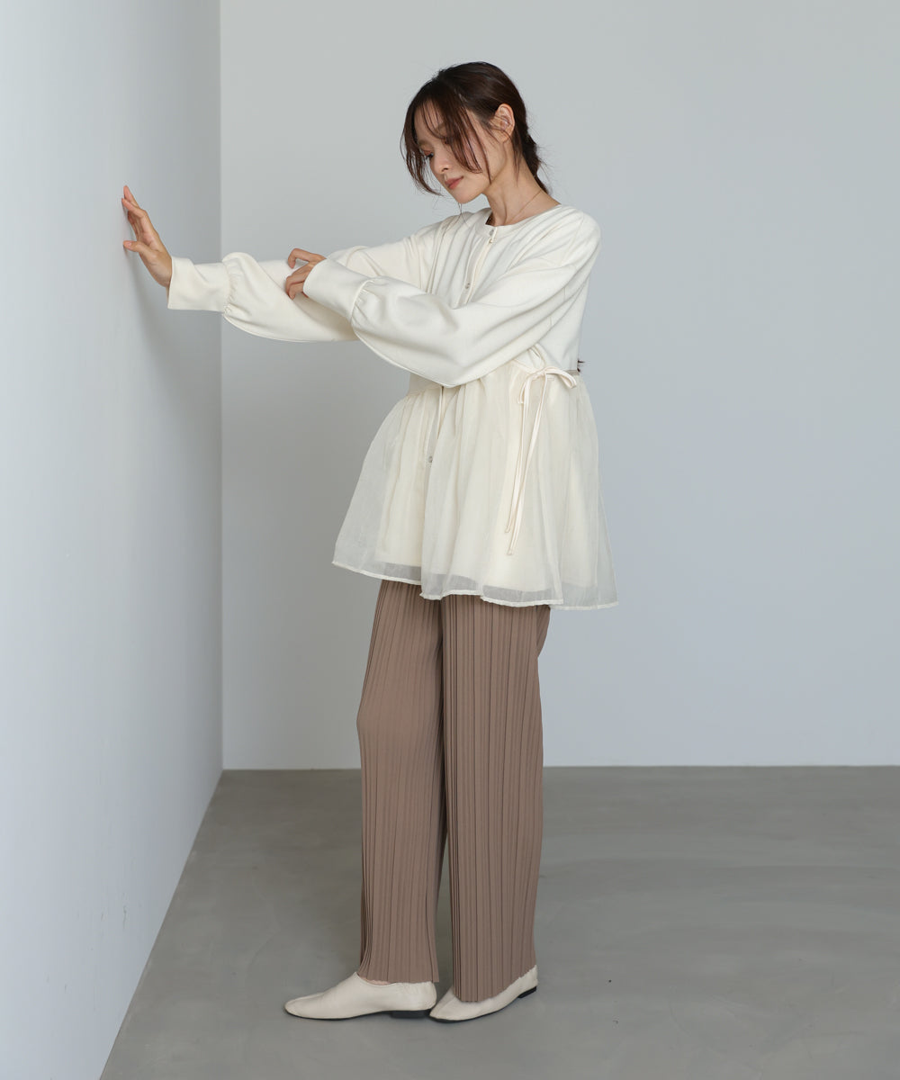 前後2WAYペプラムオーガンジーポンチトップス