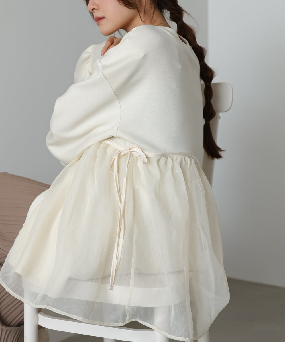 前後2WAYペプラムオーガンジーポンチトップス