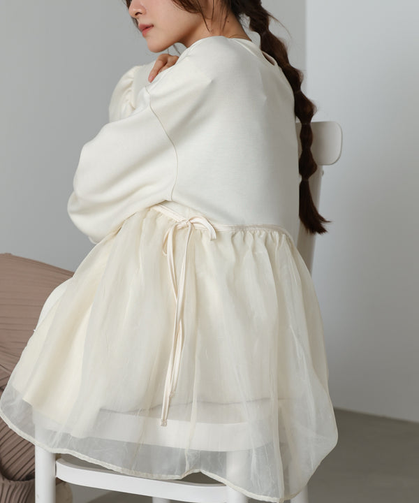 前後2WAYペプラムオーガンジーポンチトップス