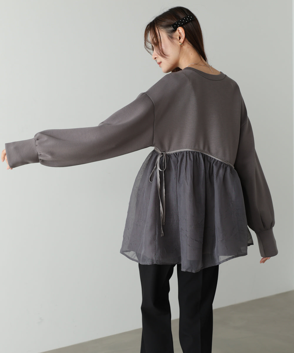 前後2WAYペプラムオーガンジーポンチトップス