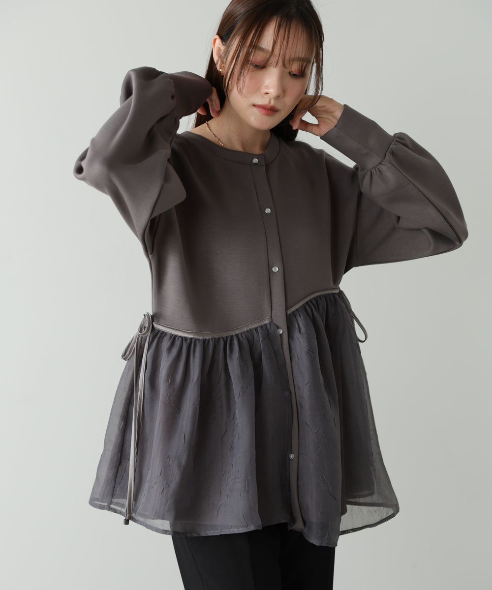 前後2WAYペプラムオーガンジーポンチトップス