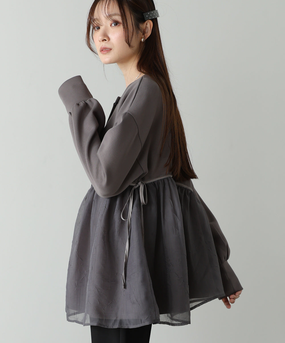 前後2WAYペプラムオーガンジーポンチトップス