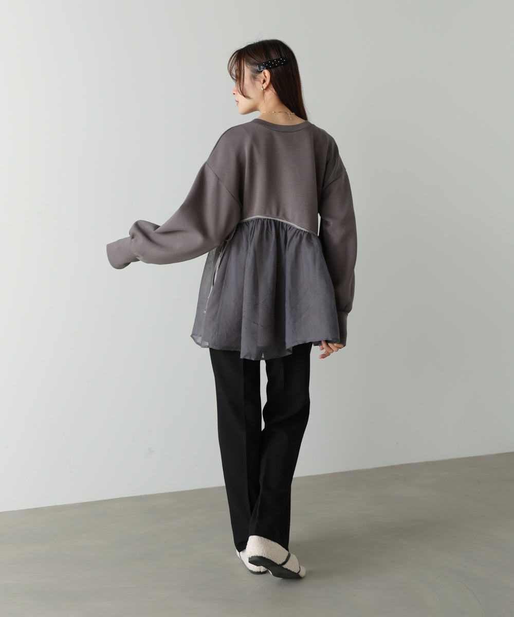 前後2WAYペプラムオーガンジーポンチトップス