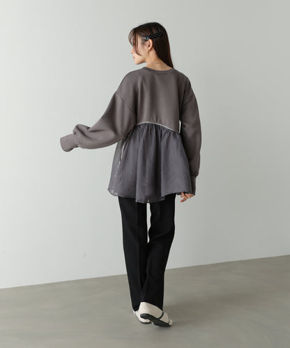 前後2WAYペプラムオーガンジーポンチトップス