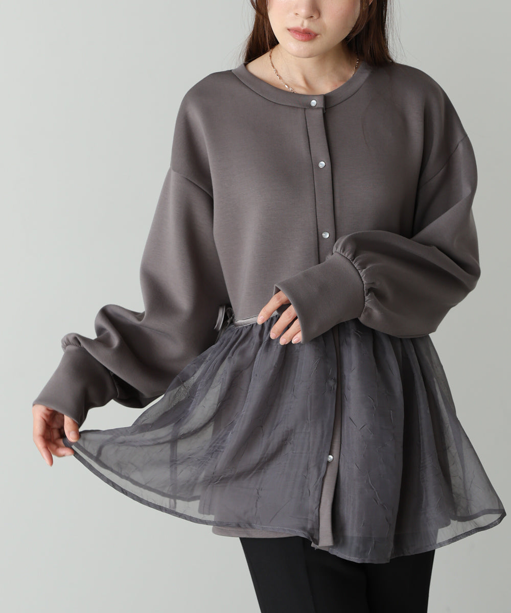 前後2WAYペプラムオーガンジーポンチトップス