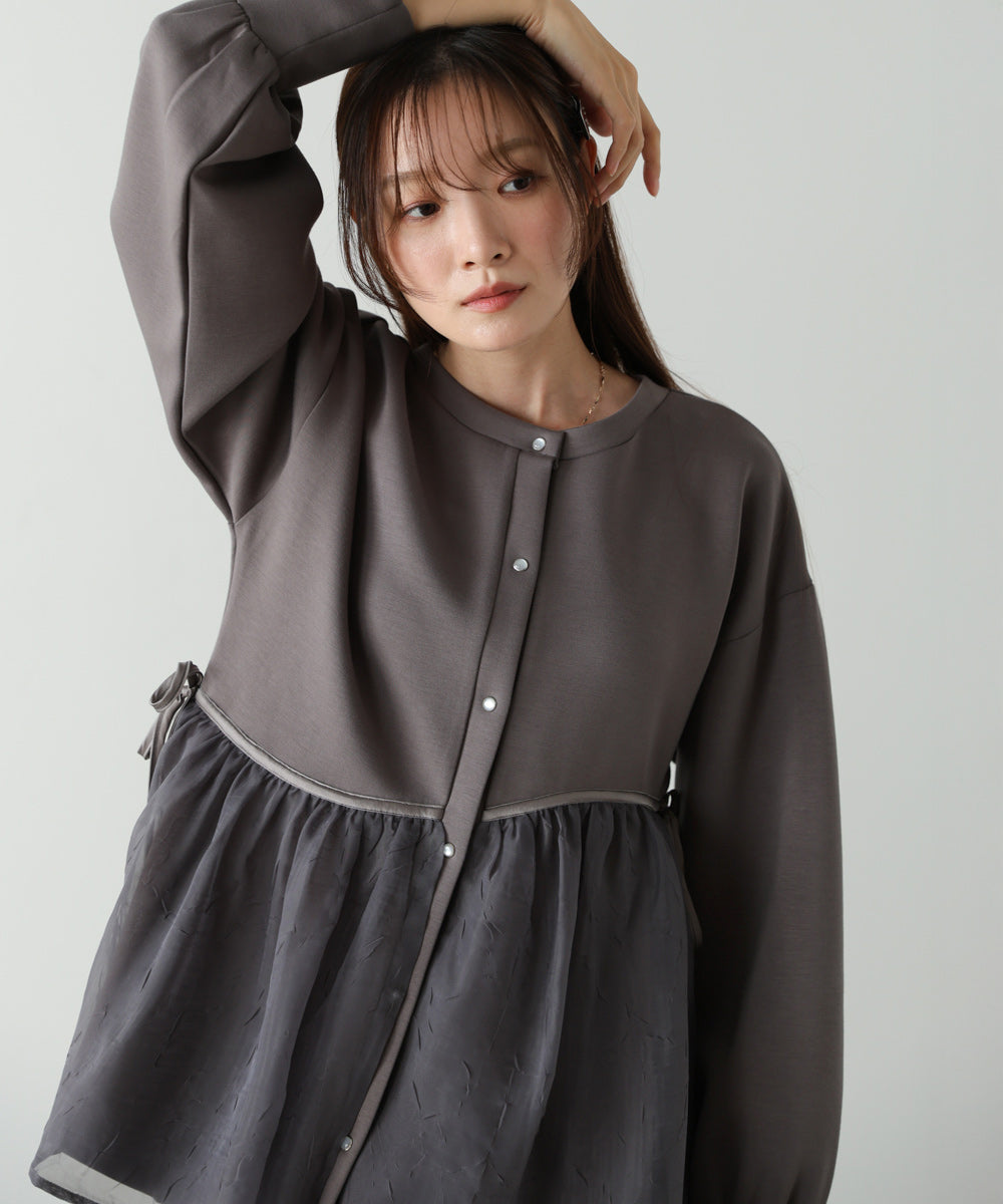 前後2WAYペプラムオーガンジーポンチトップス