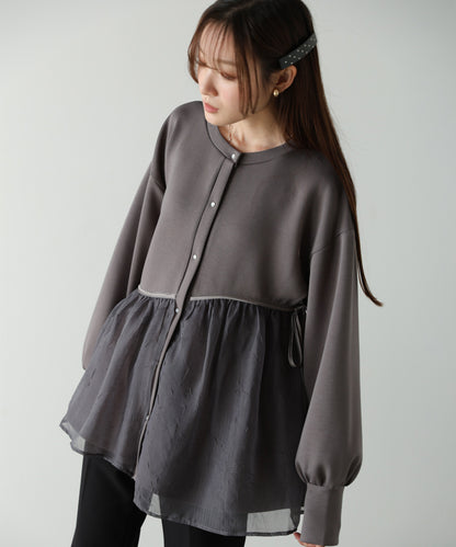 前後2WAYペプラムオーガンジーポンチトップス