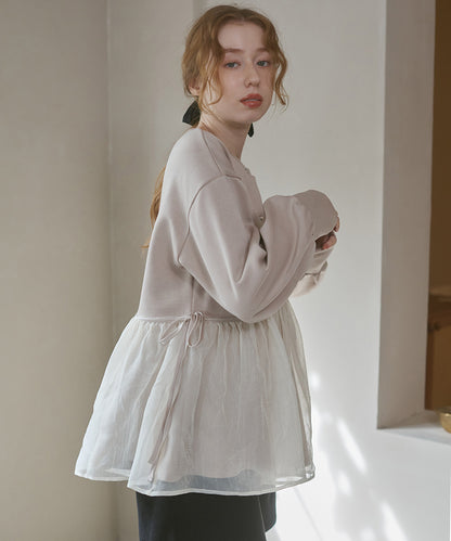 前後2WAYペプラムオーガンジーポンチトップス