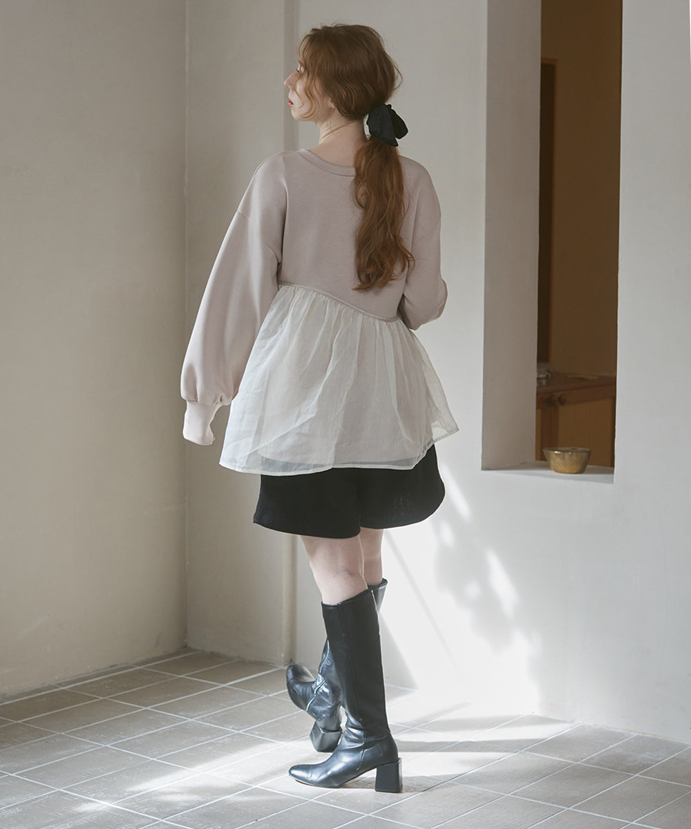 前後2WAYペプラムオーガンジーポンチトップス