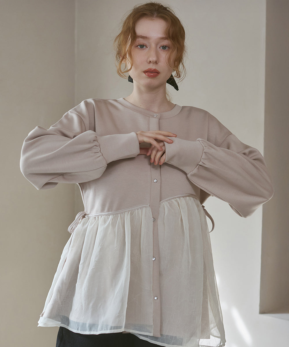 前後2WAYペプラムオーガンジーポンチトップス