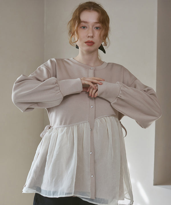 前後2WAYペプラムオーガンジーポンチトップス