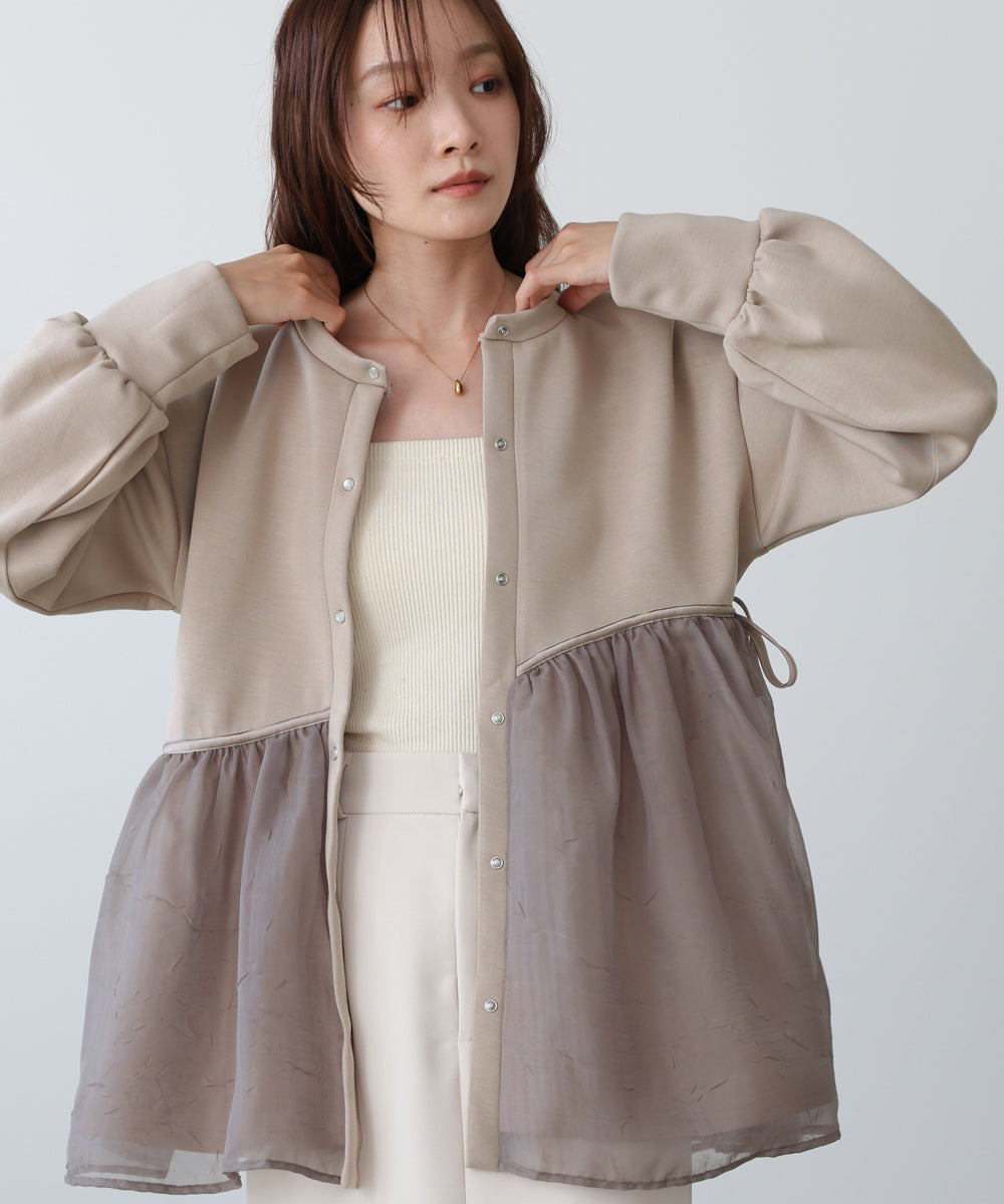 前後2WAYペプラムオーガンジーポンチトップス