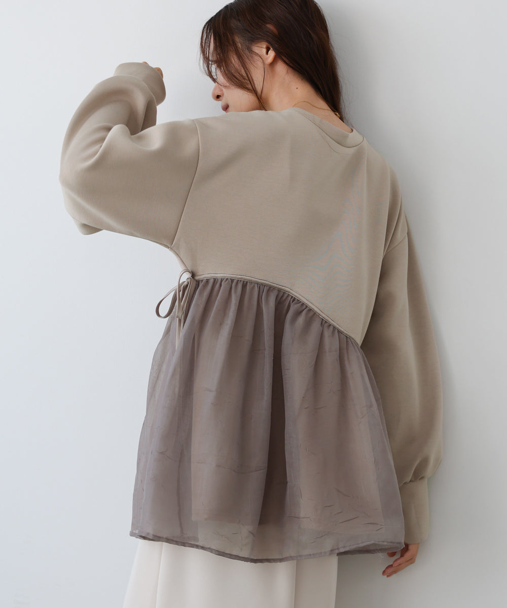 前後2WAYペプラムオーガンジーポンチトップス
