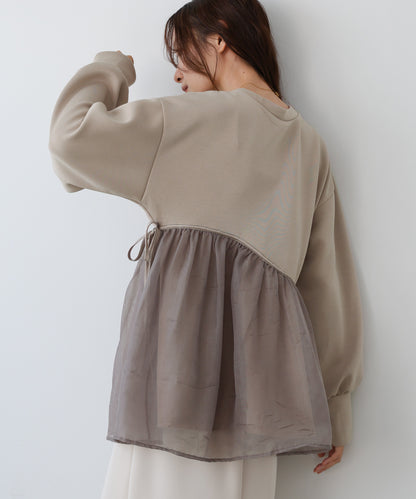 前後2WAYペプラムオーガンジーポンチトップス