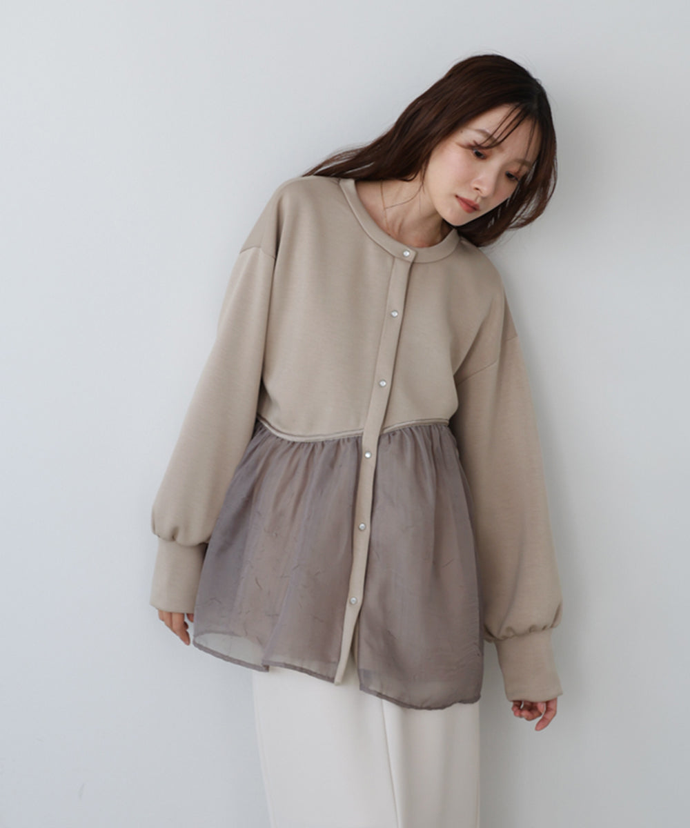 前後2WAYペプラムオーガンジーポンチトップス