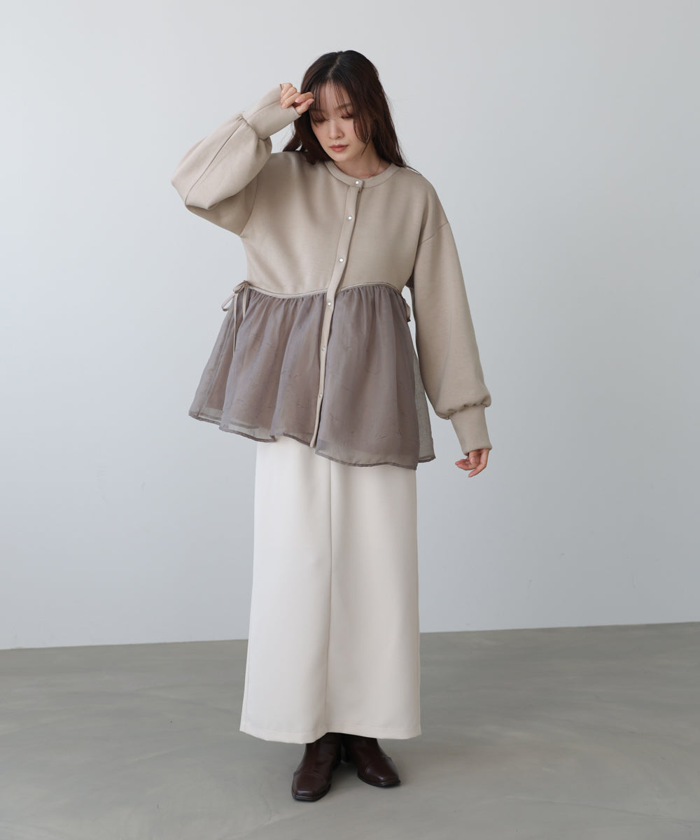 前後2WAYペプラムオーガンジーポンチトップス