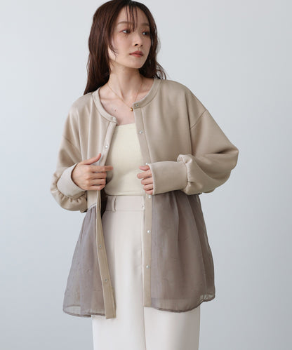 前後2WAYペプラムオーガンジーポンチトップス