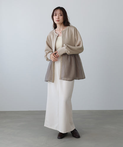 前後2WAYペプラムオーガンジーポンチトップス