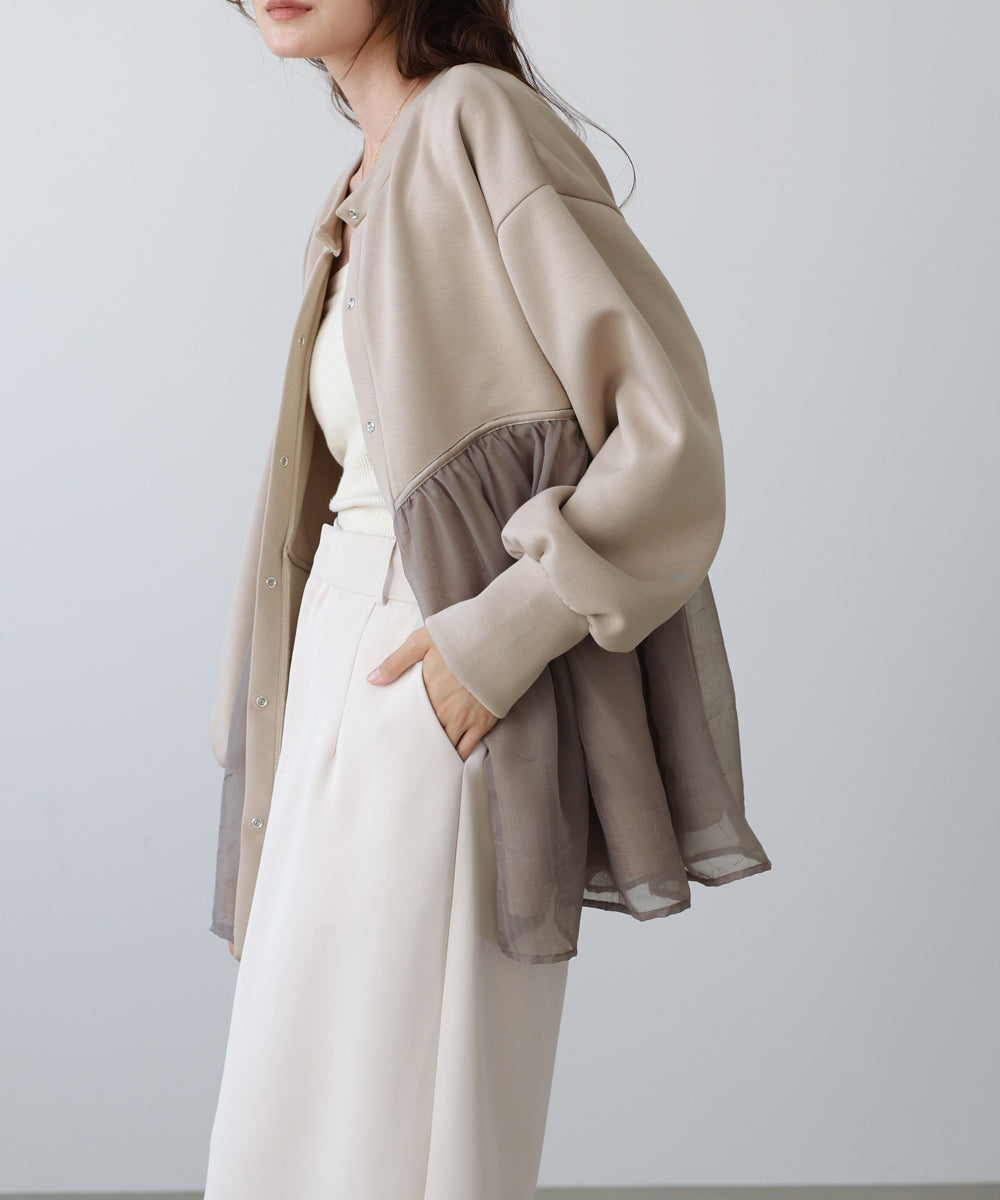 前後2WAYペプラムオーガンジーポンチトップス