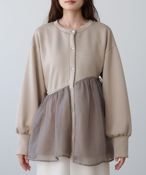 前後2WAYペプラムオーガンジーポンチトップス