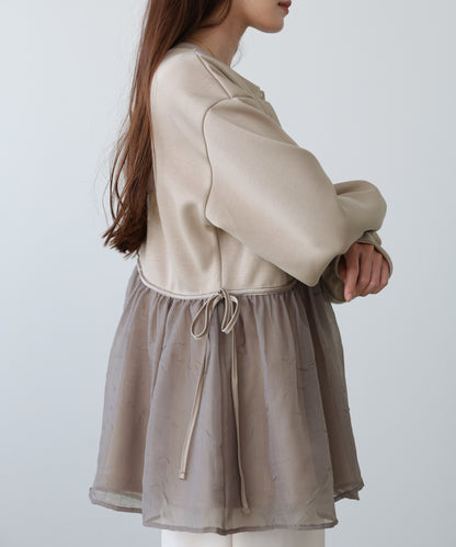 前後2WAYペプラムオーガンジーポンチトップス