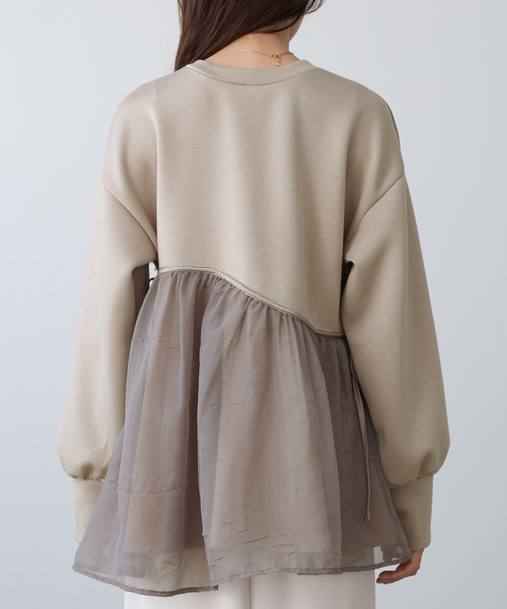前後2WAYペプラムオーガンジーポンチトップス