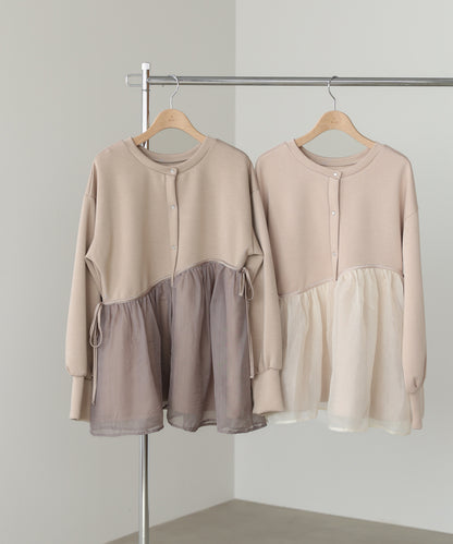 前後2WAYペプラムオーガンジーポンチトップス