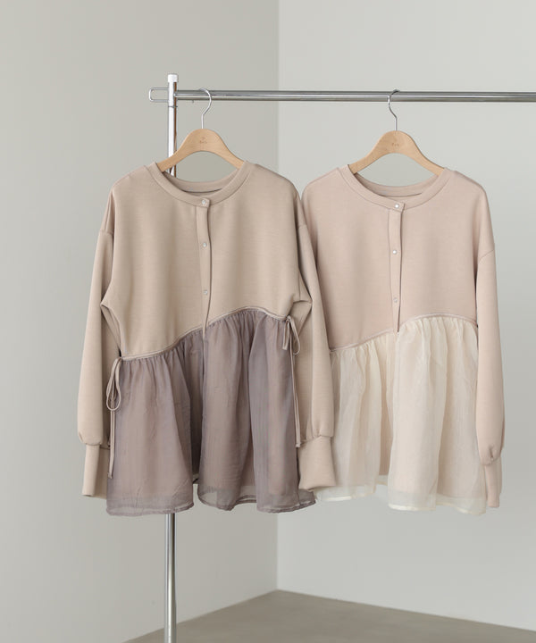 前後2WAYペプラムオーガンジーポンチトップス