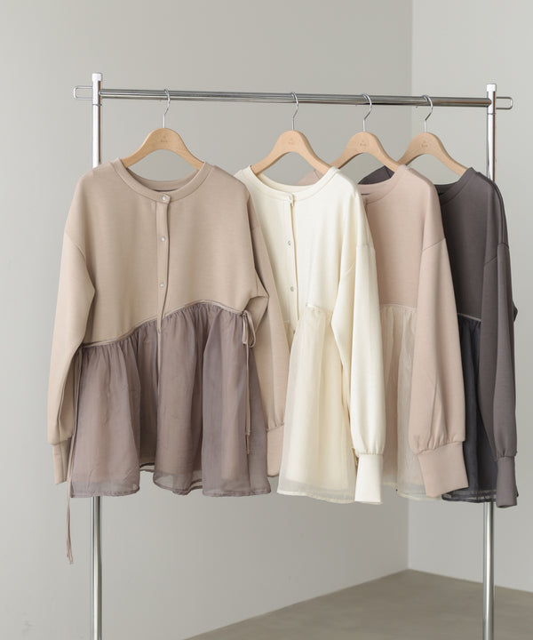 前後2WAYペプラムオーガンジーポンチトップス