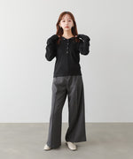 リブフーディーサムホール付カットトップス