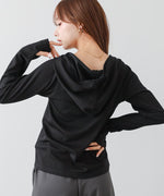 リブフーディーサムホール付カットトップス