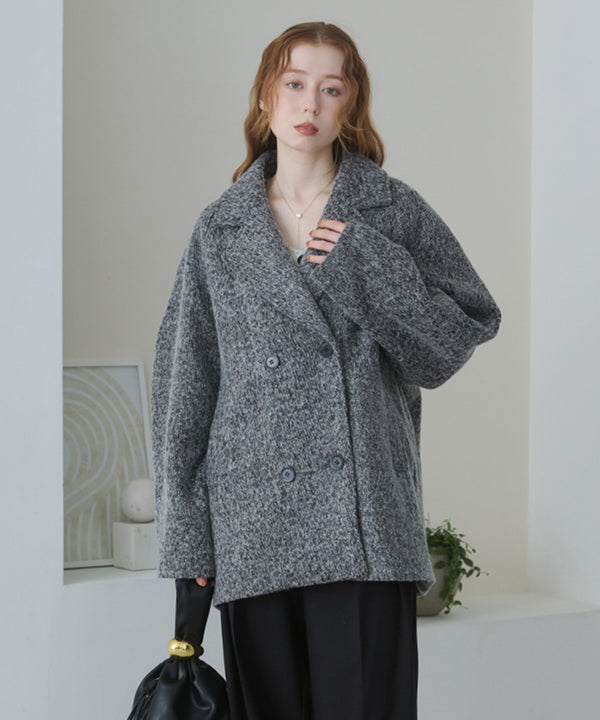 スリーブデザインハーフ丈コート