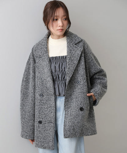 スリーブデザインハーフ丈コート