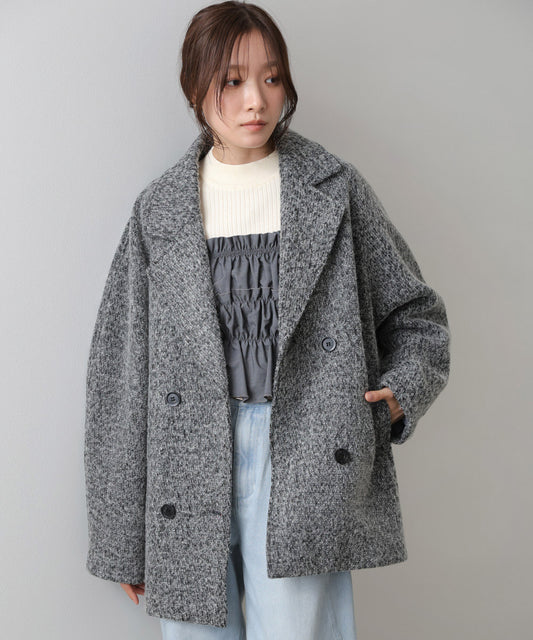 スリーブデザインハーフ丈コート
