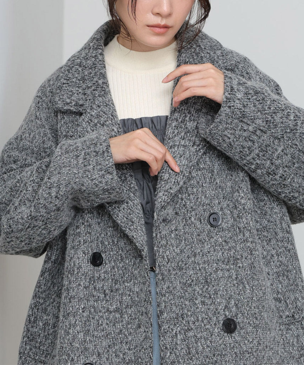 スリーブデザインハーフ丈コート