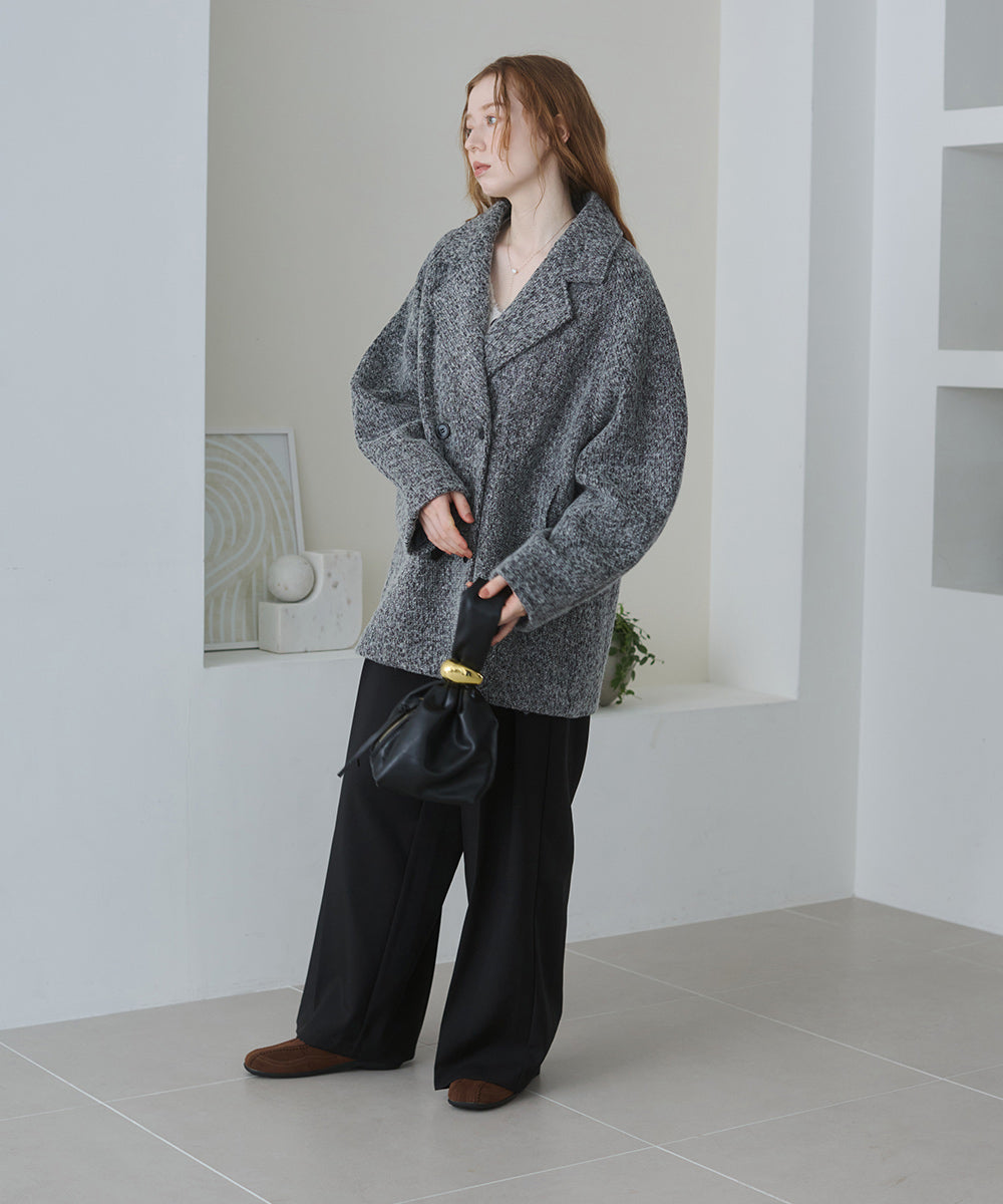 スリーブデザインハーフ丈コート