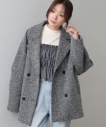 スリーブデザインハーフ丈コート