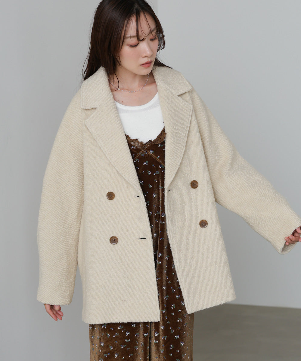 スリーブデザインハーフ丈コート