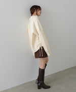 襟付きリブ切替サイドドロストニットトップス