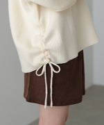 襟付きリブ切替サイドドロストニットトップス