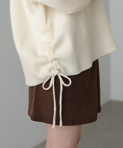 襟付きリブ切替サイドドロストニットトップス