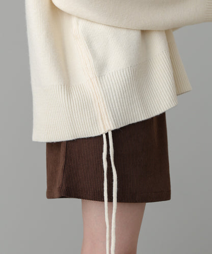 襟付きリブ切替サイドドロストニットトップス