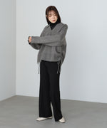 襟付きリブ切替サイドドロストニットトップス