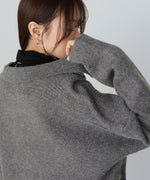 襟付きリブ切替サイドドロストニットトップス