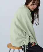 襟付きリブ切替サイドドロストニットトップス