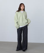 襟付きリブ切替サイドドロストニットトップス