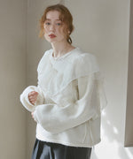 アシンメトリーフリルニットトップス