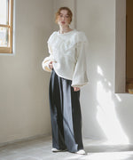 アシンメトリーフリルニットトップス